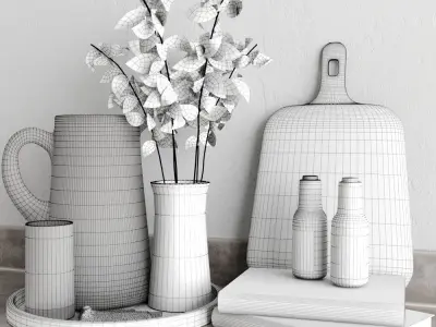 decoration set pitcher of water and book on counter 3D model