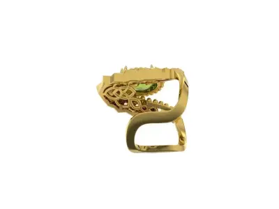 Modern Ring diamonds and central stone - Jewelery 3D - AN 658 3D print model