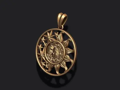 Sun and moon pendant 3D print model