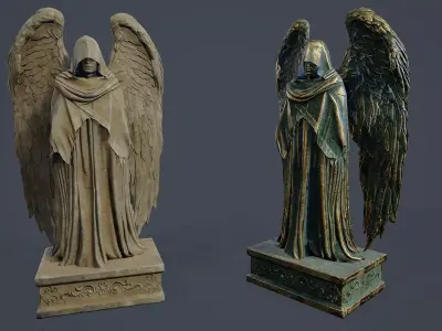 Dark Guardian Angel Statue PBR Low-poly 3D model