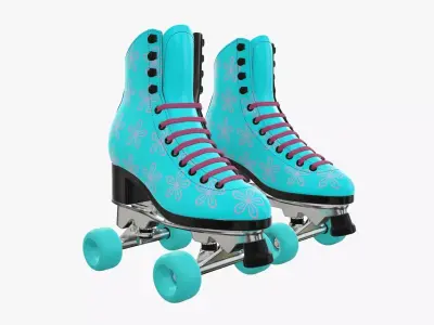 Quad roller skates with boots 3D model