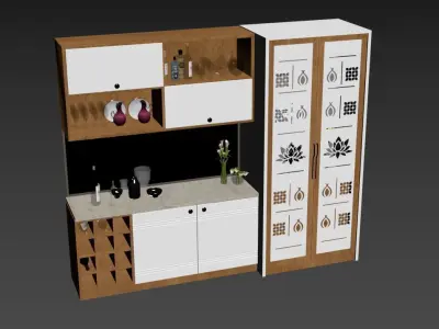 Crockery Unit with Pooja 3D model