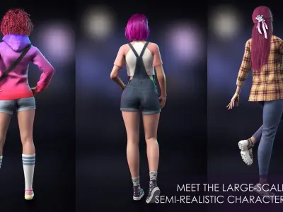 Casual Wear Girls Pack 2-Streetwear Realistic Stylized Character Low-poly 3D model