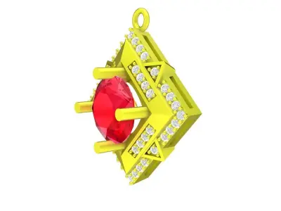 Luxury Square Halo Ruby Pendant 3D Model 5051 3D print model