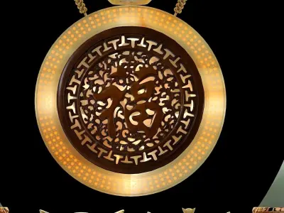 Chinese yuanbao with fu and drag carving pattern 3D model