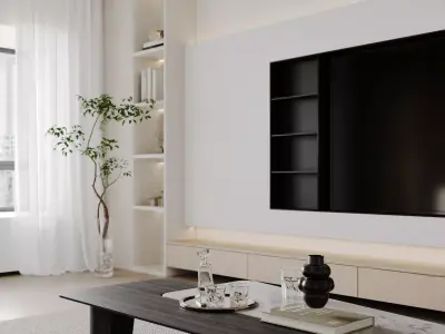 Modern living room dining room interior scenes 242 3D model