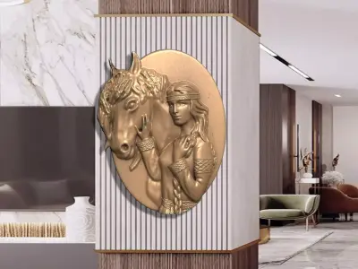 GIRL WITH HORSE FOR DECORATION CNC - 3D PRINTING 3D print model