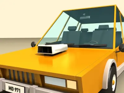 CAR 2 taxi Low-poly 3D model