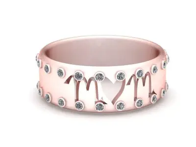 gold monogram ring  3D printable model  3D print model