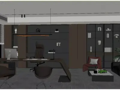 Modern Light Luxury Office 3D model