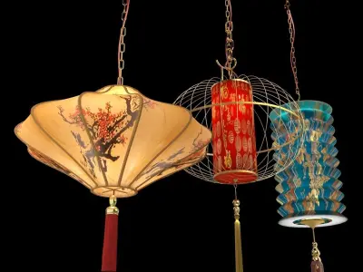 Chinese red lantern  3D model 38