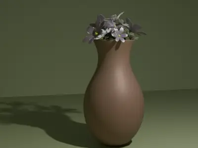 Vase with Flowers Decorative 3D Model Low-poly 3D model