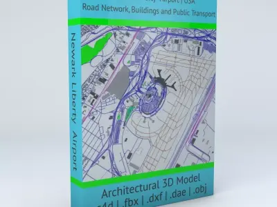 Newark Liberty EWR Airport Roads Buildings and Public Transport 3D model