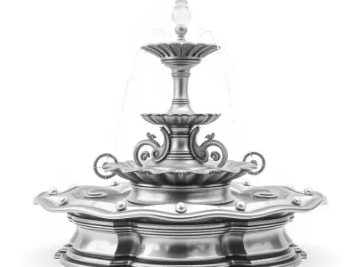 Elegant Silver Fountain model pack Low-poly 3D model