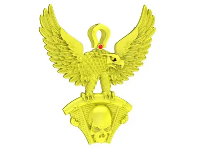 A4564 Luxury USA Eagle Skull Pendant 3D print model