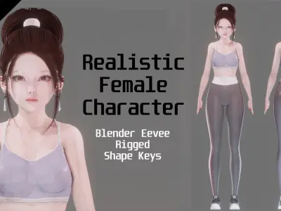 Sport Girl - Realistic Female Character - Blender Eevee Low-poly 3D model