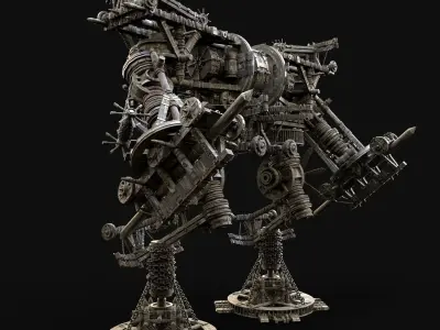 MECH GIANT ROBOT SIEGE ENGINE MACHINE WAR CONSTRUCTION MECHA Low-poly 3D model
