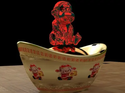 Chinese gold Ingot  3D model 26
