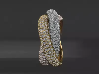 Ring Tri Color Large Model Diamond 3D print model