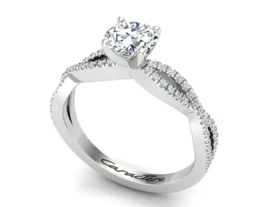 Twisted Engagement Ring With Round Stone 3D print model