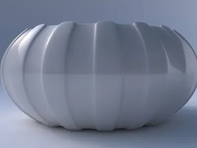 Bowl spheric squeezed wide with smooth vertical ribbons 3D print model