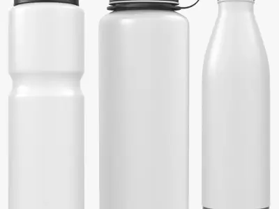 3 Water Bottles Collection PBR 3D Model Pack