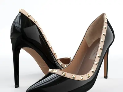Valentino Rockstud Patent Leather 100mm High Heels 3D model