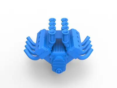 Engine V8 for vintage dragster Scale 1 to 25 3D print model