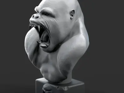 Gorilla Head Statue 2 3D print model