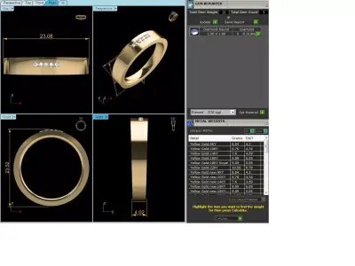 Band 3dm Render Details gold wedding with diamonds 3D print model