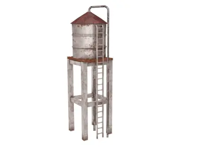 Water tower Low-poly 3D model