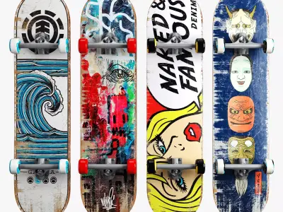 Skateboard set 006 3D model