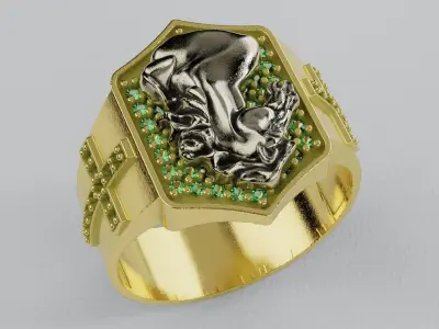 Horse Ring with Diamonds -Anillo Caballo Diamantes 3D print model
