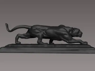 Panther Leopard Bronze Sculpture 3D model