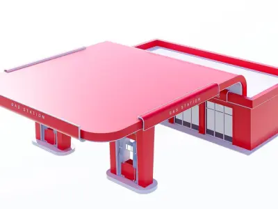 gas station Low-poly 3D model