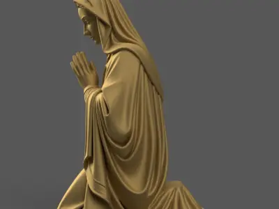 St Virgin Mary Kneeling for Nativity STL File 3D print model