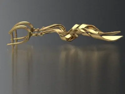 print model earring pair of gold - plated earrings 3D print model