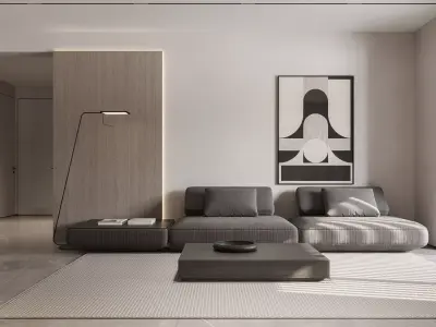 Modern living room dining room interior scenes 430 3D model