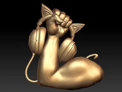 Head phone lady fist 3D print model