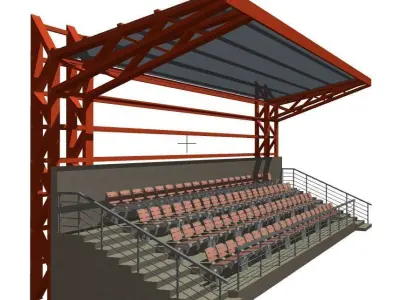 Tribune for football field short 3D model