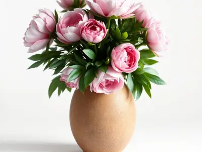 Pink Peonies in Rustic Vase model pack Low-poly 3D model