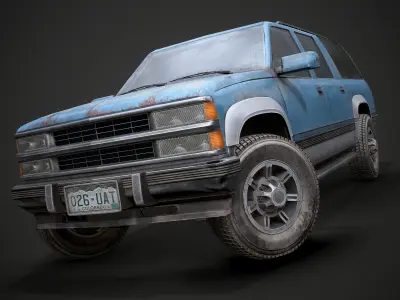 Old Suv car low poly Low-poly 3D model