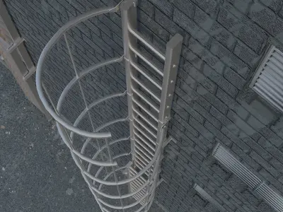 Ladders staircases exterior safety stairs modern architecture Low-poly 3D model