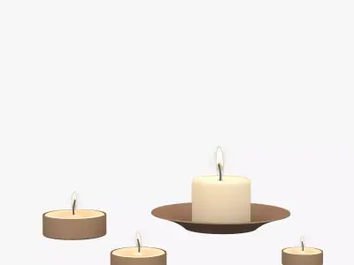 Candles set of on plate 3D model