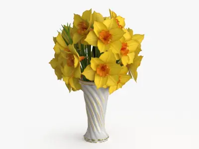 Narcissus  Bouquet Flowers Low-poly 3D model