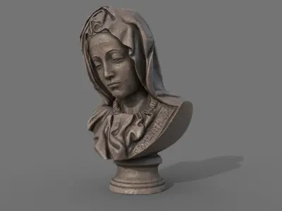 The Virgin  Mary bust Low-poly 3D model