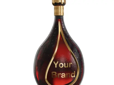 Luxury Wine Bottle Stylized Branding-Ready 3D Model 3D model