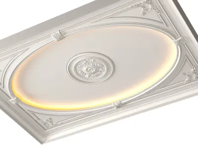 Coffered round ceiling with lighting in a classic style 3D model