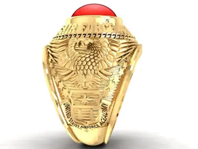 Luxury Dragon Phoenix Red Gem Signet Ring  2276 3D print model
