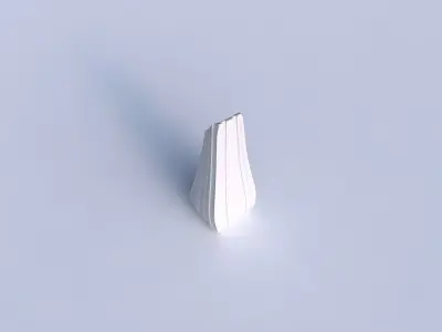 Vase top bent rectangle with smooth vertical ribbons  3D print model